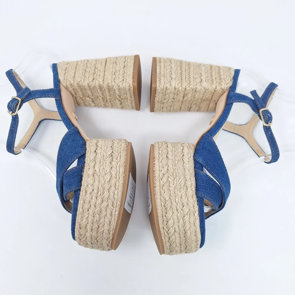 Dee Ocleppo Gaga Mayory Denim Platform Buckle Sandal Braided - Picture 8 of 10